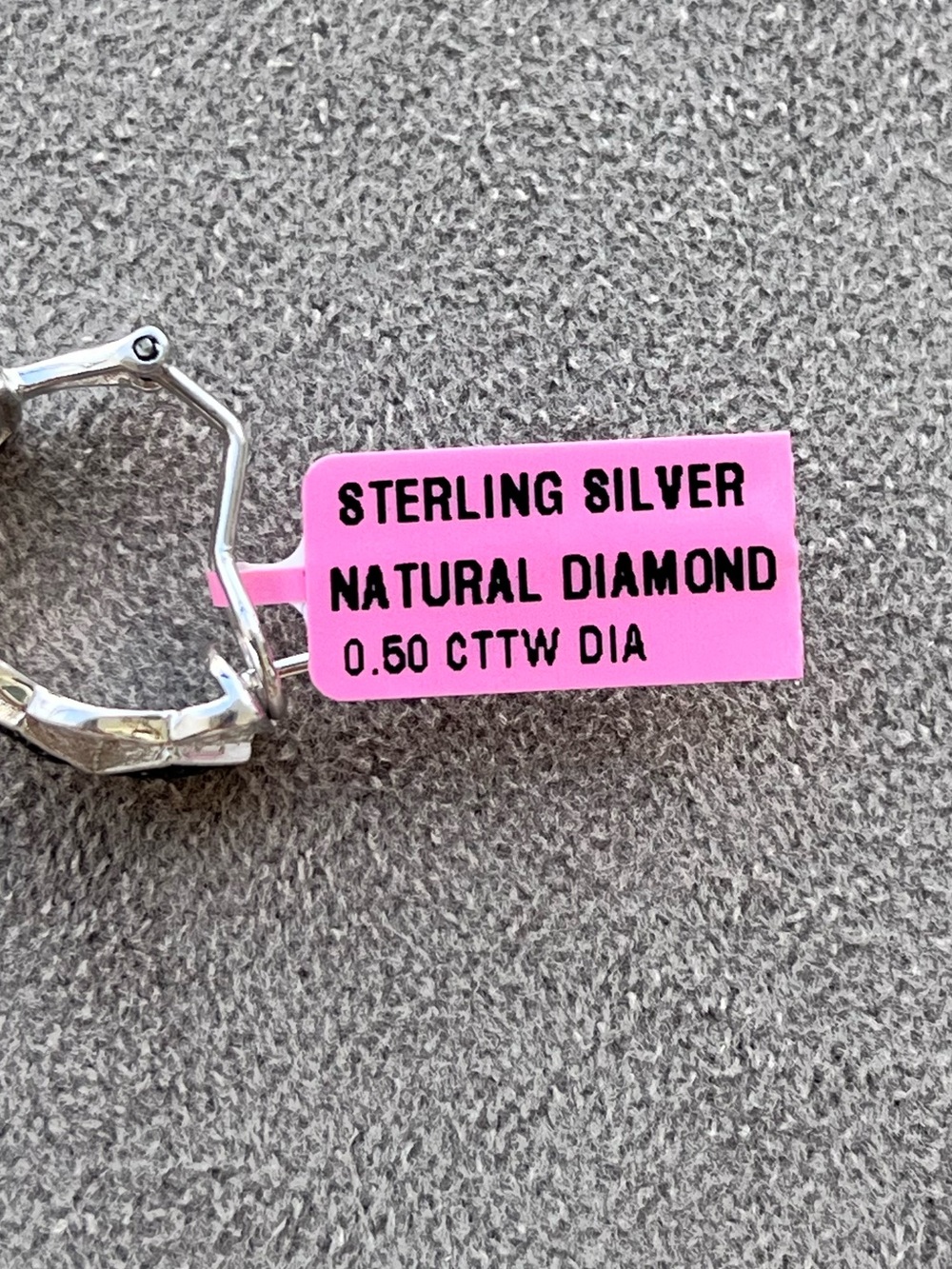 Sterling Silver Black and White Natural Diamond Pavé Half Hoop Earrings - Picture 7 of 8